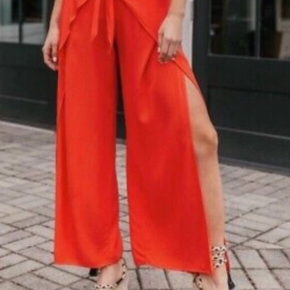 Young Fabulous & Broke On The Road Abigail Orange Wide Leg Side Slit Pants XS - Picture 2 of 12